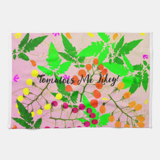 pink  multi-colored tomatoes varieties tea towel