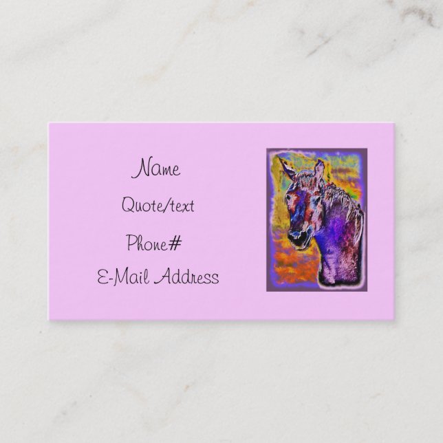 Pink Multi-Coloured Horse Business Card (Front)