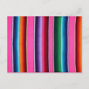 Pink Multi Serape Mexican Blanket Postcard