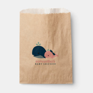 Pink Mum and Baby Whales Baby Shower Favour Bags