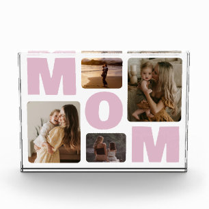 Pink Mum Mothers Day Family Photo Collage Block