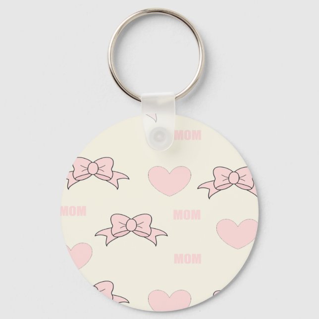 Pink mum pattern key ring (Front)
