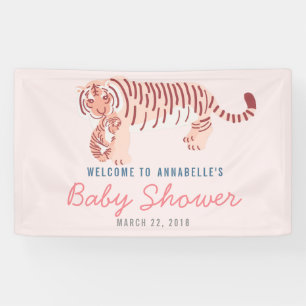 Pink Mum Tiger & Cub Baby Shower Banner