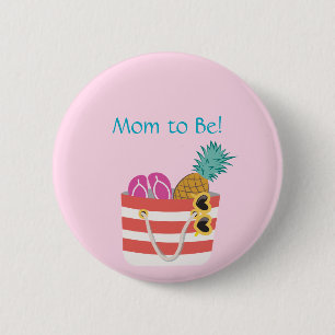 Pink Mum to Be Beach Bag  6 Cm Round Badge