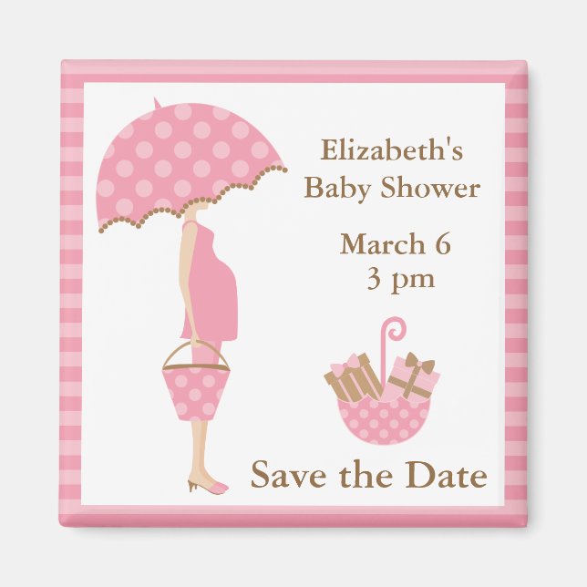 Pink Mum to be with Umbrella Magnet (Front)