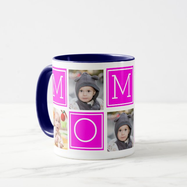 Pink Mummy Custom Photo Collage Coffee Mug (Front Left)