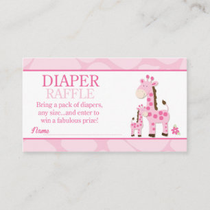 Pink Mummy Giraffe Girl Baby Shower Diaper Raffle Enclosure Card