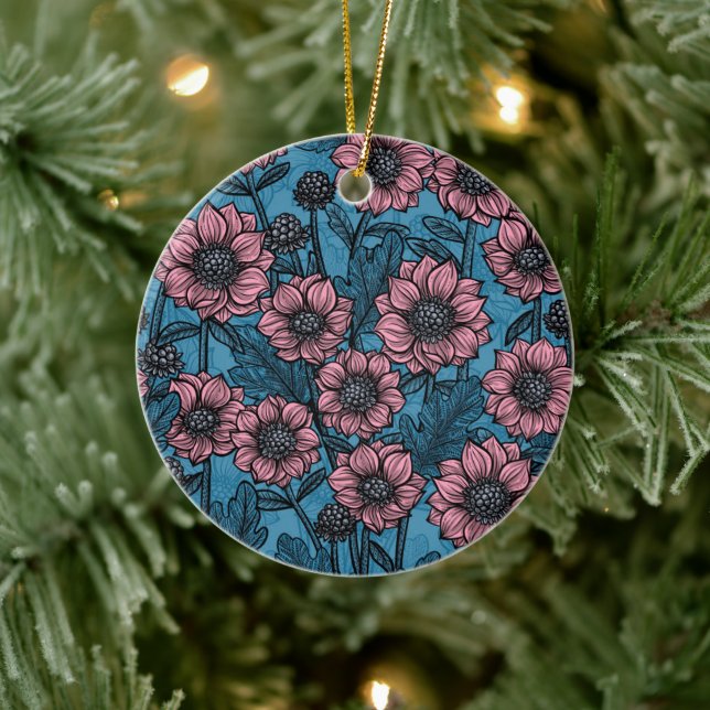 Pink Mums Ceramic Tree Decoration (Tree)