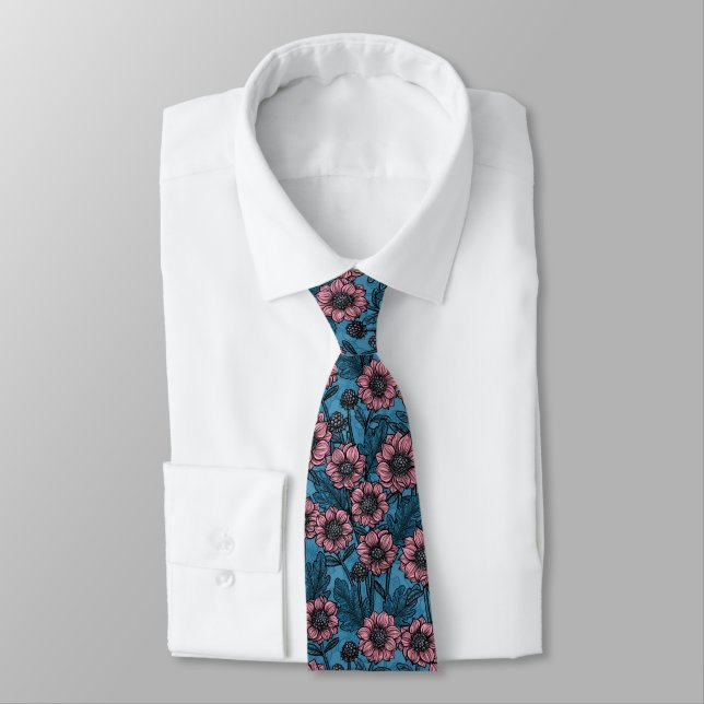 Pink Mums Tie (Tied)
