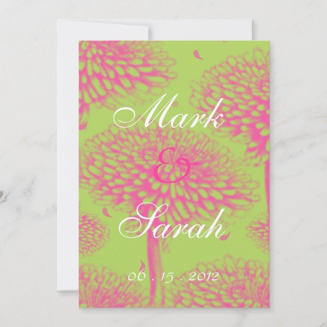 Pink Mums Wedding Invitation (Front)
