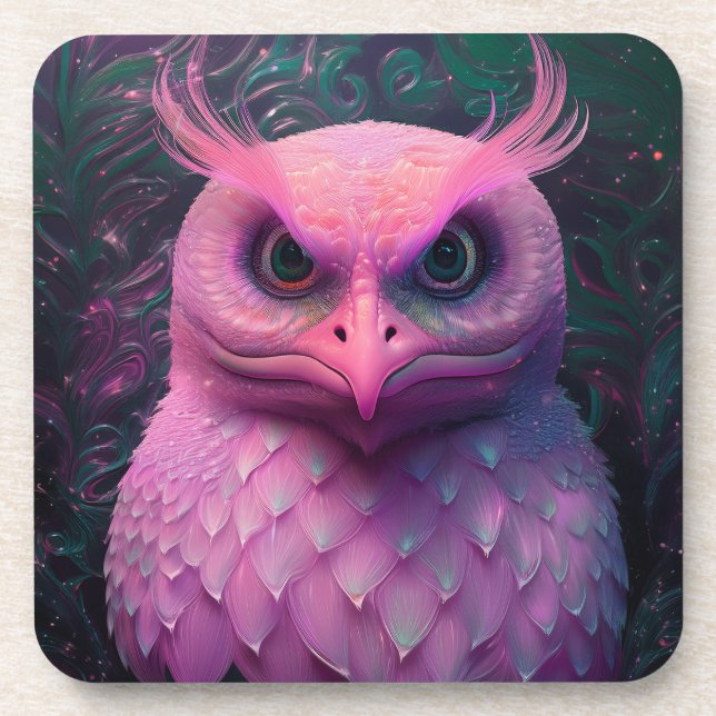 Pink Murloc/Owl Hybrid Creature Coaster (Front)