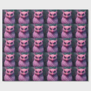 Pink Murloc/Owl Hybrid Creature Wrapping Paper