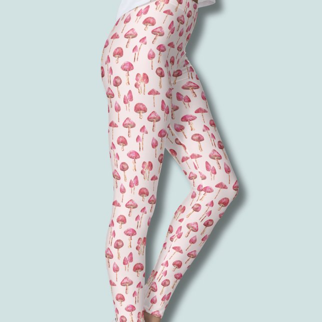 Pink mushroom pattern leggings (pink mushroom pattern leggings)