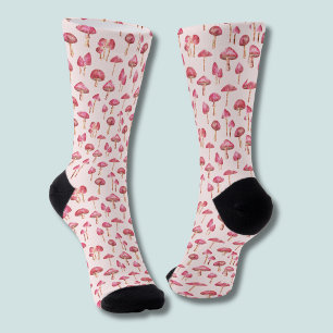 Pink mushroom pattern socks