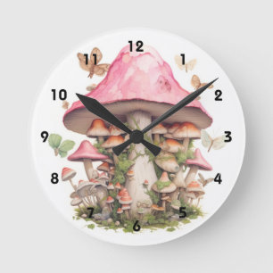 Pink mushrooms AIda M2 Round Clock