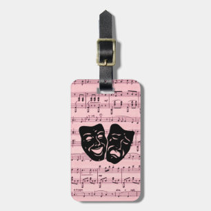 Pink Music and Theatre Masks Luggage Tag