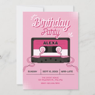 Pink music casette invitation