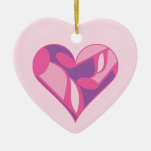 Pink Music Heart Ceramic Tree Decoration