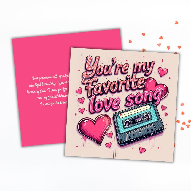Pink Music Love Song Retro Valentines Day Holiday Card (Pink Music Love Song Retro Valentines Day Holiday Card)