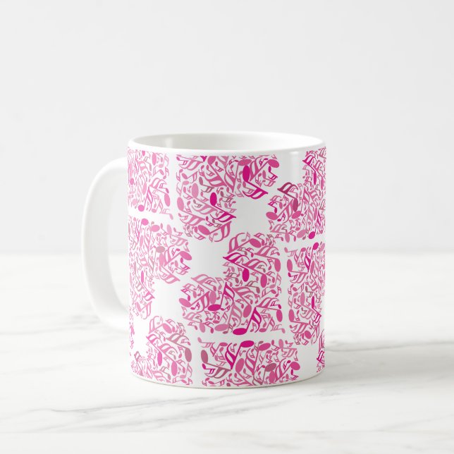 Pink Music Note Hearts Coffee Mug (Front Left)