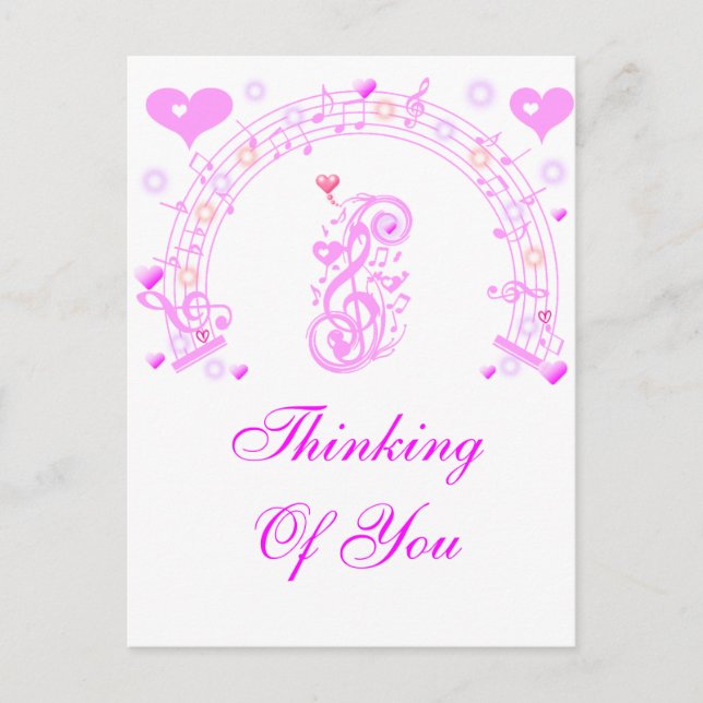 Pink,Music notes of Love_ Postcard (Front)