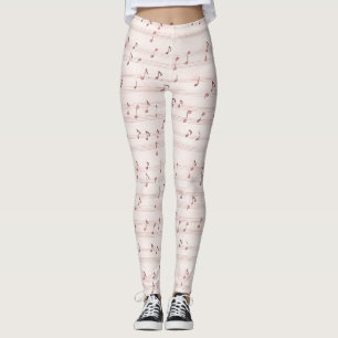 Pink Music Notes Sheet Leggings