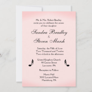Pink Music Theme Wedding Invitation