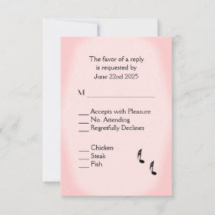 Pink Music Wedding RSVP Menu Choice