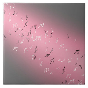 Pink Musical Notes in the Moonlight Tile