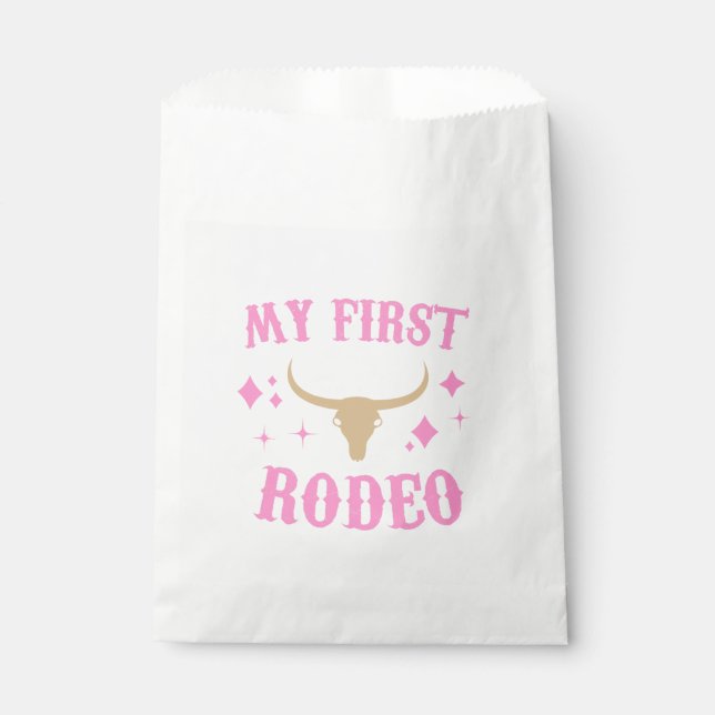 Pink My First Rodeo Cowgirl 1st First Birthday Favour Bags (Front)