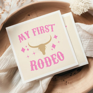 Pink My First Rodeo Cowgirl 1st First Birthday Napkin