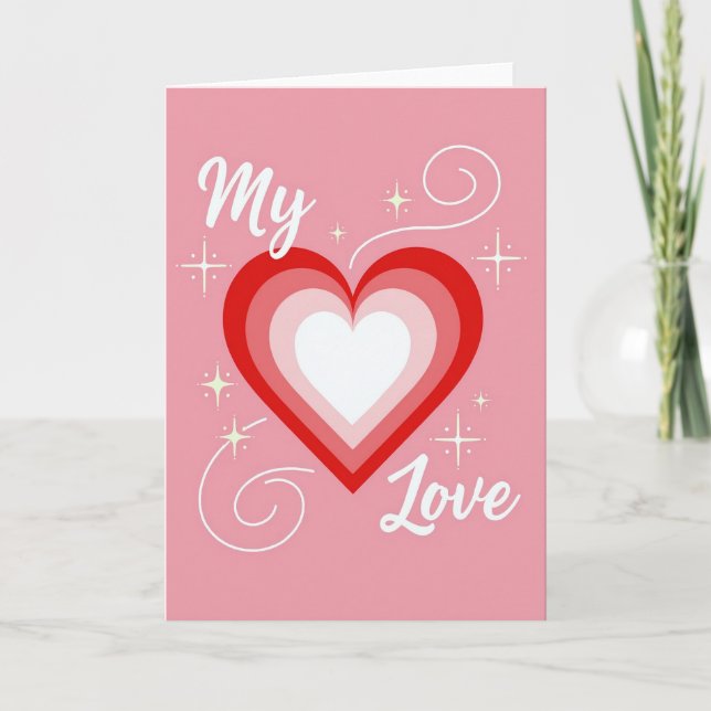 Pink My Love Heart Card (Front)