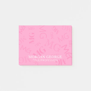 Pink Myriad of Monograms With Your Name Post-it Notes