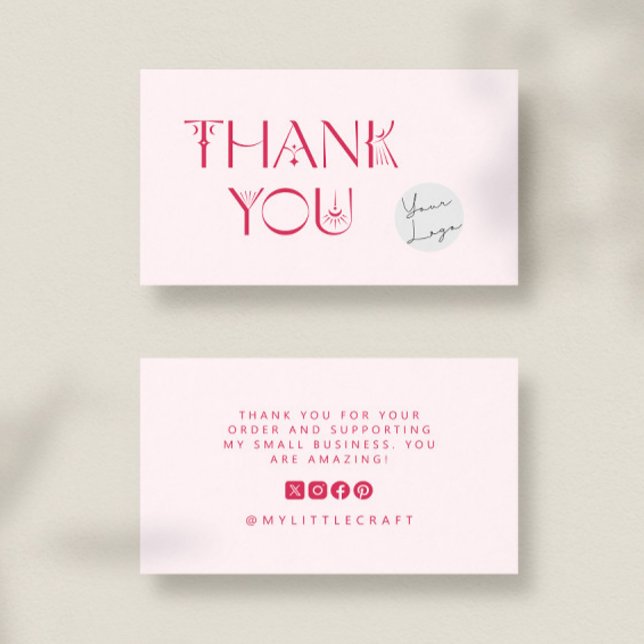 Pink Mystical Thank You Small Business Branding Business Card (Creator Uploaded)