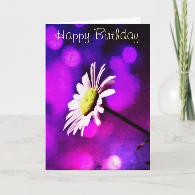 Pink N Amethyst Daisy Birthday Card (Front)