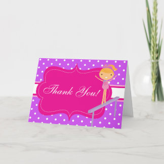 Pink n Purple Polka Dot Birthday Party Thank You Card
