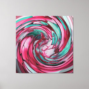 Pink N Teal Abstract  Dolphin vs Eagle Canvas Print
