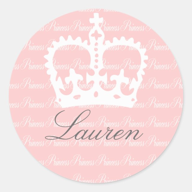 Pink-n-White Princess Classic Round Sticker (Front)