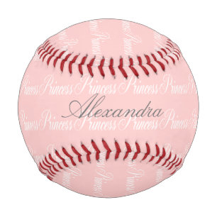 Pink-n-White Princess Custom Name Baseball
