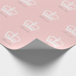 Pink-n-White Princess Custom Name Wrapping Paper