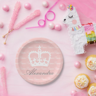 Pink-n-White Princess Paper Plate