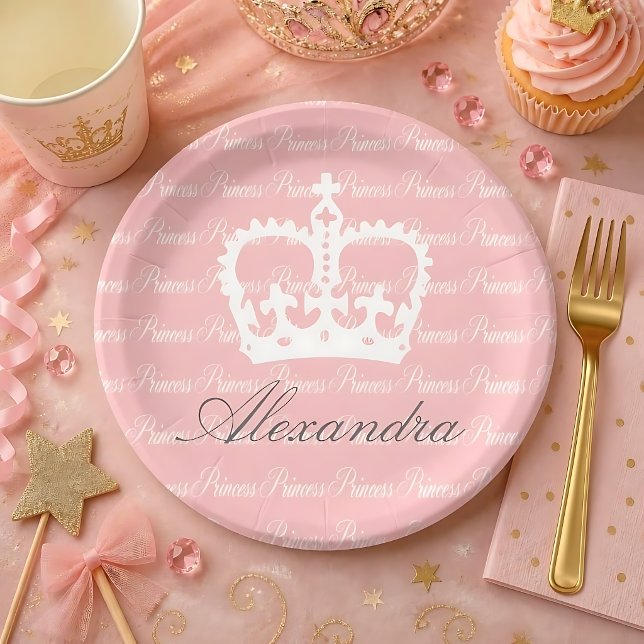 Pink-n-White Princess Paper Plate (Creator Uploaded)