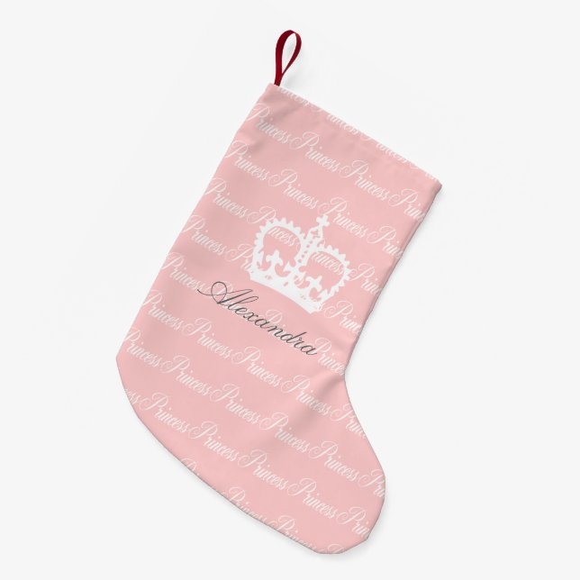 Pink-n-White Princess Small Christmas Stocking (Front (Hanging))