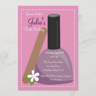 Pink Nail Polish Birthday Invite