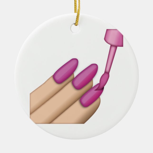 Pink Nail Polish - Emoji Ceramic Tree Decoration (Front)