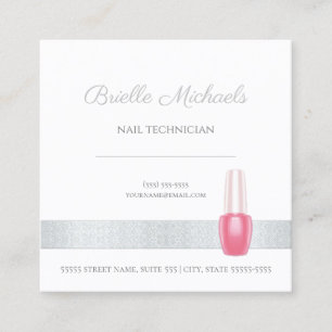 Pink Nail Polish Technician Design Square Business Card