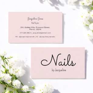 Pink Nail Stylist Simple Minimal Business Card