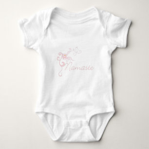 Pink Namaste with scrolls and swirls Baby Bodysuit