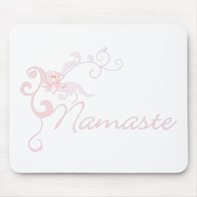 Pink Namaste with scrolls and swirls Mouse Pad (Front)