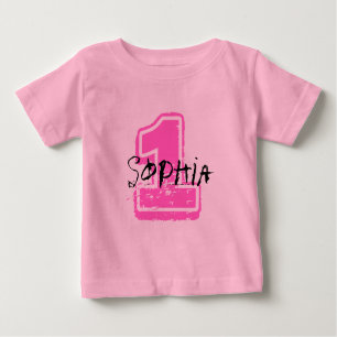 Pink Name and Age Birthday T-shirt